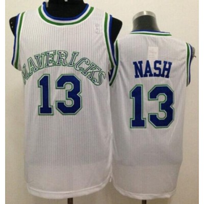 Dallas Mavericks #13 Steve Nash White Throwback Stitched NBA Jersey Men's